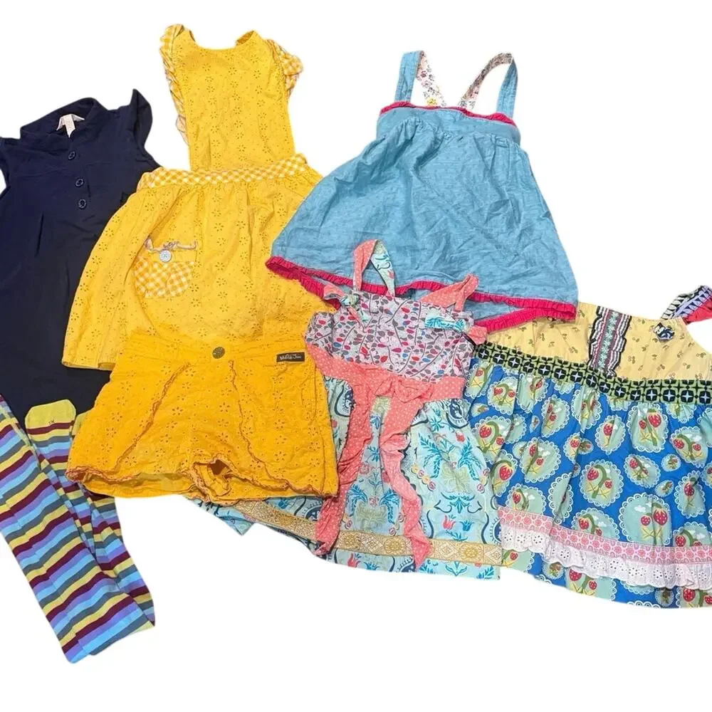 Matilda Jane Girls Size 8 Dresses Tops Shorts Tights 7 Piece Clothing Bundle